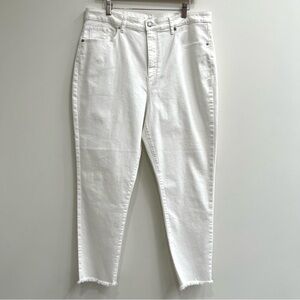 Loft The Skinny High Rise Curvy Fit Jeans White Raw Hem Plus Size 16